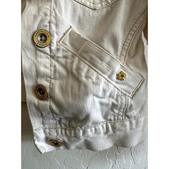 American Eagle Outfitters Girls White Denim Button Up Jacket Size XS Minimal - Picture 11 of 14